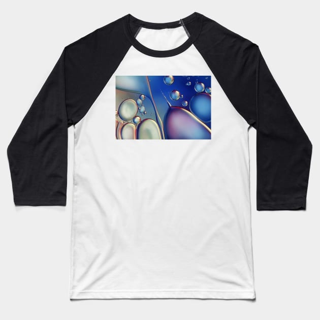 Midnight Blue Bubble Abstract Baseball T-Shirt by SharonJ